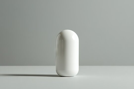 Single, sleek, white pill-shaped object on a plain backdrop