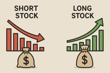 Poster - Simple Stock Market Illustration with Short and Long Stock Concepts