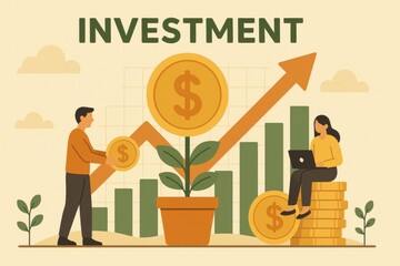 Poster - Investment Growth Graphic with People and Money Concepts