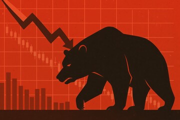 Poster - Bearish Market Trends With Graphs and Bear Silhouette