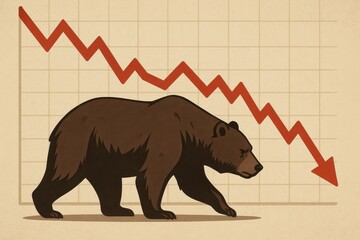 Poster - Bearish Market Trend with Stock Chart Decline Illustration