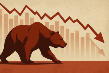 Poster - Bearish Market Depiction with Declining Trends and a Bear Illustration