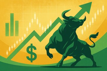Poster - Bullish Stock Market Illustration Featuring Rising Trends and Growth