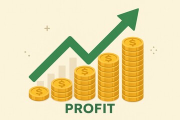 Poster - Simple Concept of Profit Growth Illustrated with Coins and Graph