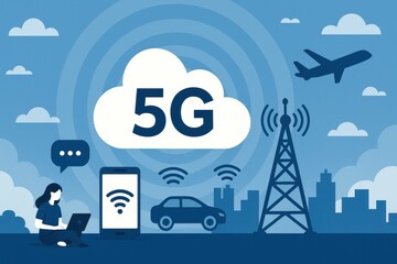 Poster - Modern 5G Technology Visualization with Urban Elements and Devices