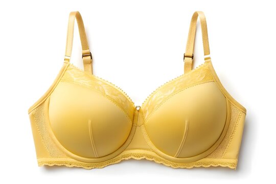 A yellow seamless bra isolated on a plain white background