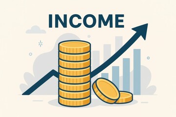 Poster - Income Growth Visualization with Coins and Graph Representation