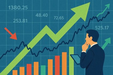 Poster - Businessman Analyzing Stock Market Trends with Graphs and Charts