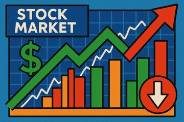 Poster - Colorful Illustration of Stock Market Trends and Financial Growth