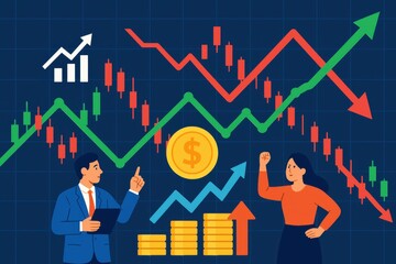 Poster - Simple Market Visualization with Stock Trends and Financial Symbols