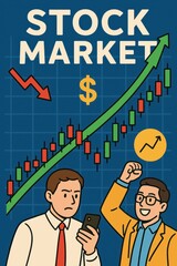 Poster - Stock Market Dynamics Illustrated with Simple Characters and Graphics