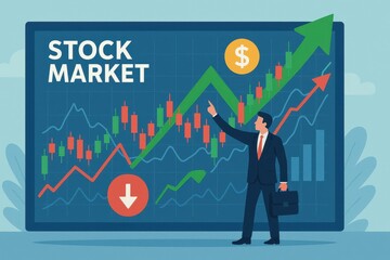 Poster - Simple Visual of Stock Market Trend with Growth and Decline Indicators