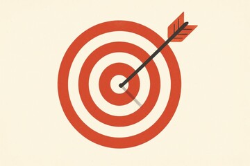 Poster - Illustrated Target with Arrow Centered on Simple Background Design