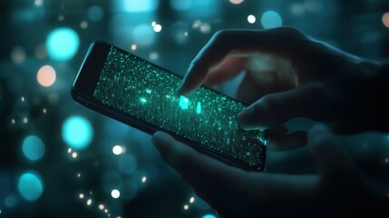 Poster - Cybersecurity and privacy concepts to protect data. Lock icon and internet network security technology. Businessman protecting personal data on smartphone, virtual screen interfaces. cyber security.