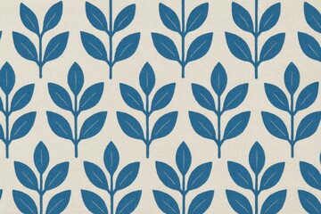 Poster - Symmetrical Geometric Design Featuring Leaves in Bold Blue Color