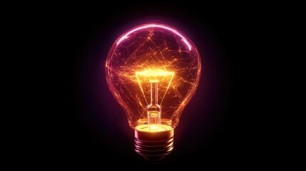 Poster - conceptual stock image of a light bulb with a glowing circuit board core, surrounded by light trails
