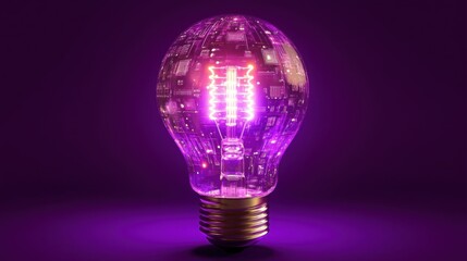 Poster - electric light bulb mockup glowing from within, showcasing a brilliant circuit board pattern, surrou