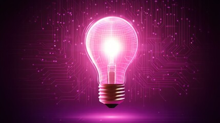 Poster - glowing electric light bulb mockup featuring a bright, intricate circuit pattern, radiating digital 