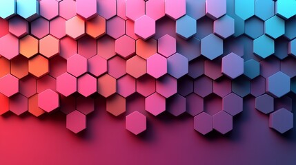 Aufkleber - Hexagon Pattern: A captivating display of gradient colored hexagon shapes forming a contemporary and colorful pattern. Featuring a smooth, light reflection and gradient effect on geometric pattern.
