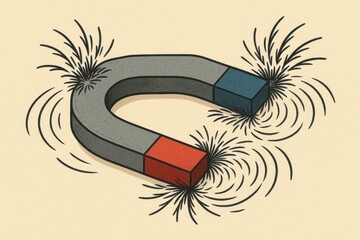 Poster - Vibrant Magnetic Field Art Illustration with Dynamic Energy Lines