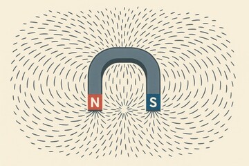 Poster - Simple Magnetic Illustration with Magnetic Field Lines and Magnet