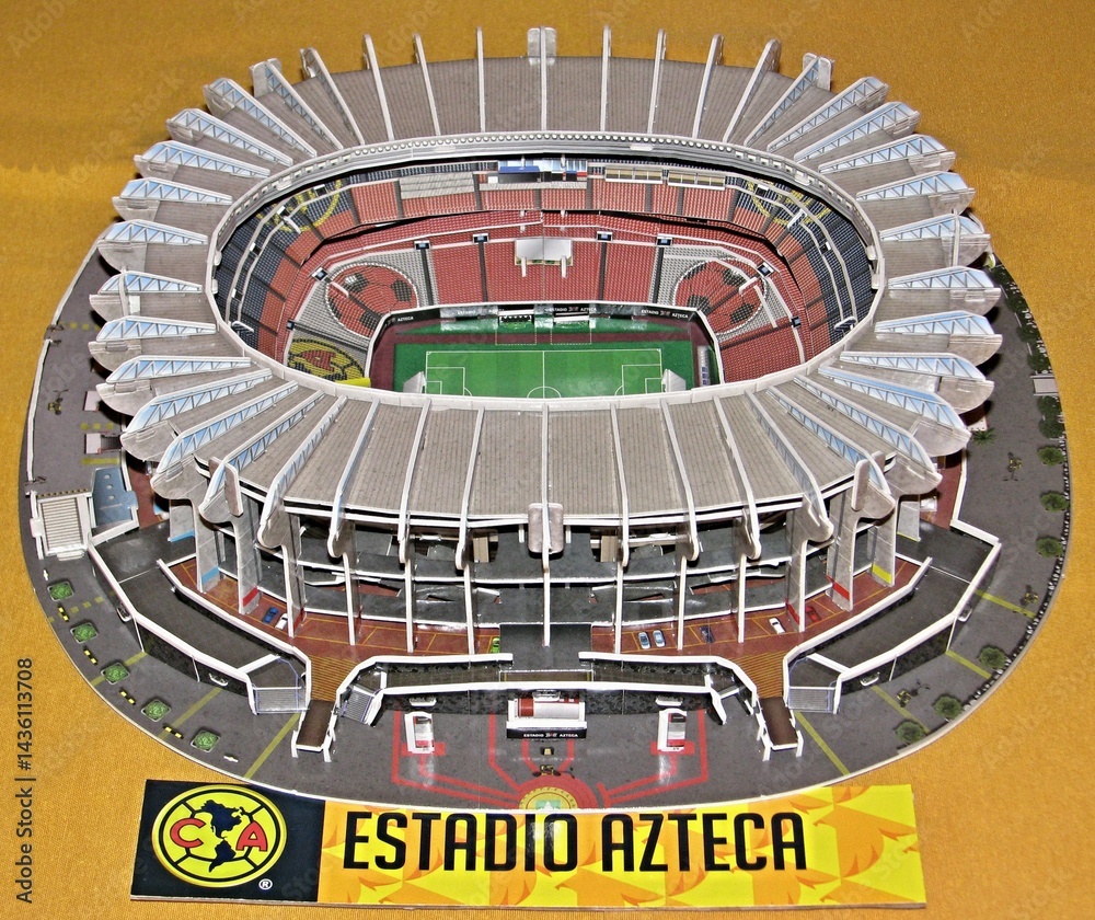 Estadio Azteca scale model showing football field and stands Stock ...