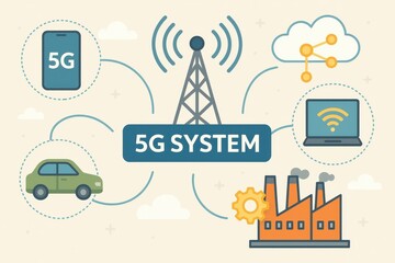 Poster - Modern 5G System Visualization with Devices and Connectivity Elements