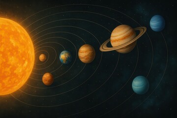 Poster - Simple Solar System Diagram Illustrating Planetary Orbits