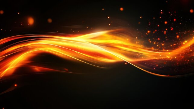 Moving glowing thread element on a radiant splash backdrop