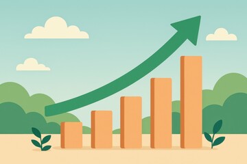 Poster - Simple Growth Chart Illustration with Arrow and Nature Background