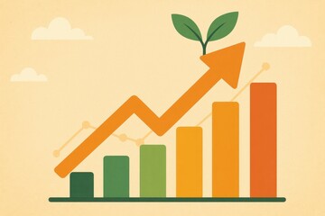 Poster - Growth Progress with Arrow and Plant Concept in Simple Design