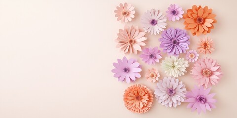 Poster - Handcrafted Paper Flowers in Minimalist Style for Elegant Decor and Creative Projects