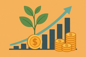 Poster - Growth Illustration with Plant and Money for Business Success Concepts