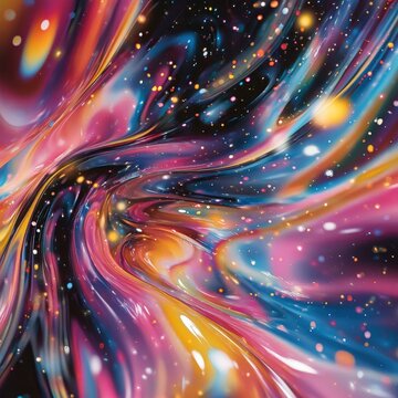 Background with holographic splash spin, chroma shimmer