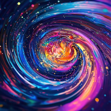 Holographic splash spin creates chroma shimmer background