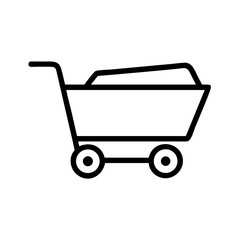 Fototapete - Simple black outline of a wheeled shopping cart with a handle on a white background design element
