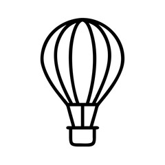 Poster - Simple outline drawing of a hot air balloon with a basket isolated on a white background for design use