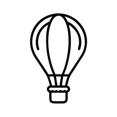 Poster - Outline drawing of a hot air balloon with basket and curved lines for the balloon shape design style