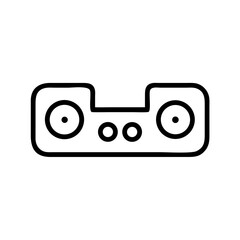 Poster - Simple outline drawing of a retro audio cassette tape with two spools and three small circles