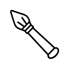 Poster - A single black outline drawing of a paintbrush with a pointed tip and a cylindrical handle shown isolated