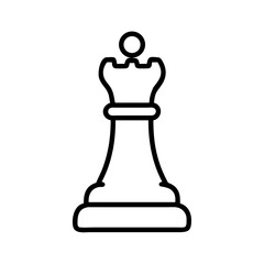 Poster - A simple graphic showing a queen piece from a boardgame with a white background in outline form