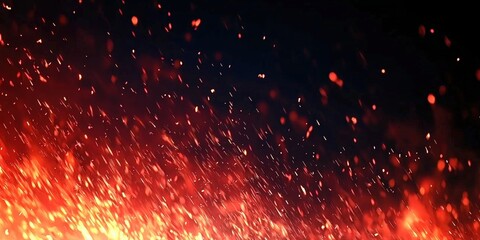 Poster - Abstract Flames and Embers with Sparkling Particles Against a Dark Background Creating a Captivating Visual Display of Fire Elements