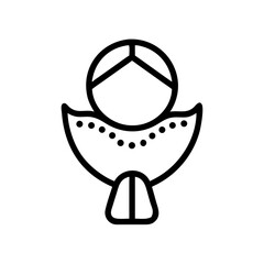 Poster - Simple graphic of a person with a round head and a decorative collar design in black outline