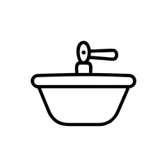 Poster - Outline drawing of a sink with a faucet on top, simple design and black lines on white background