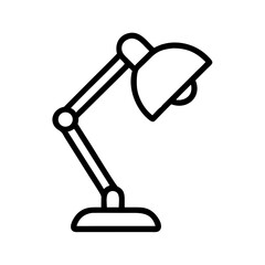 Poster - A simple graphic shows a desk fixture with an adjustable arm and a lampshade on a white background