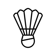 Poster - A simple graphic of a badminton shuttlecock with a black outline on a white background design style
