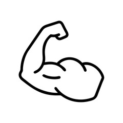 Poster - Stylized graphic of a muscular arm flexing its bicep with a bold outline on a bright white background