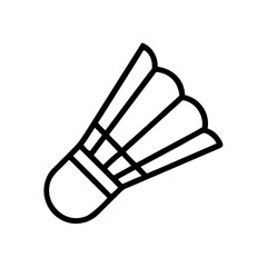 Poster - Simple outline drawing of a badminton shuttlecock with feathers and a rounded base on a white background