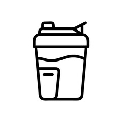 Poster - Outline drawing of a shaker bottle with liquid and a small compartment on the side, simple design style