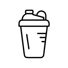 Poster - Outline drawing of a protein shaker bottle with lid and measurement markings on the side for mixing drinks